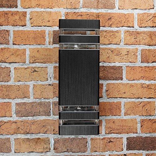 Licht-Erlebnisse Outdoor Wandleuchte Aluminium Kunststoff Anthrazit IP54 Hauswand Terrasse H:30 E27 2-flammig Up Down Moderne Außenwandlampe Garten RIO