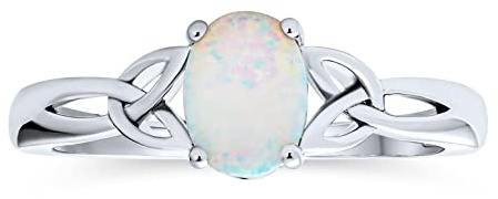 Bling Jewelry Personalisieren Sie Dainty Bff Triquetra Keltischen Liebesknoten Oval Weiß Erstellt Opal Ring Versprechen Für Jugendlich Für Frauen .925 Sterlingsilber Anpassbar