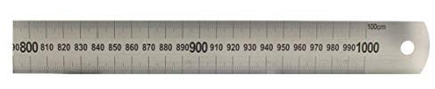 hedue® Stahllineal 1000 mm - Stahlmaßstab mit Millimeterskala, rostfreies Edelstahl Lineal Metall, robustes Metalllineal 100 cm
