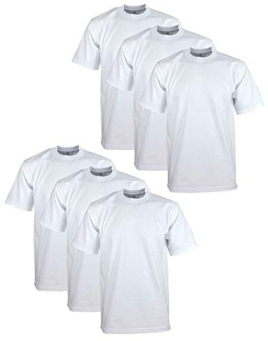 Pro Club Men's Pack of 6 Heavyweight Cotton T-Shirt 4XL Tall - White -