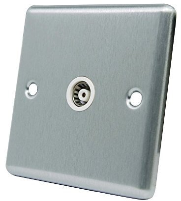 AET CSC1GTVWH Satin Chrome Classical TV White Insert-1 Gang Coaxial Female Socket, 240 V
