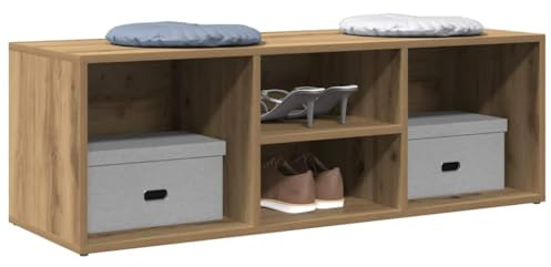 Owoxanthellate Schuhbank Artisan Eiche 105x35x35 cm Holzwerkstoff mit 4 Fächern, platzsparende Sitzbank für Flur Schlafzimmer und Wohnzimmer