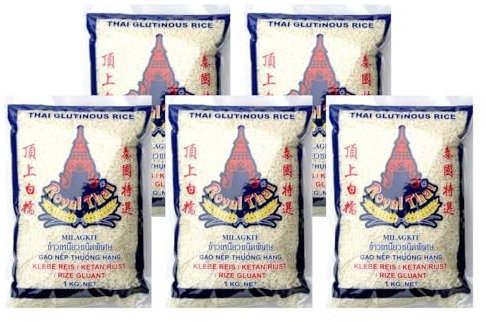 Royal Thai - Klebreis Sticky Rice - 5er Pack (5 x 1kg) - Original Thai