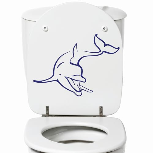 GRAZDesign Aufkleber Klodeckel Delfin, Toilettendeckel Schild Badezimmer, Bad, WC Deckel Aufkleber, Toilettensitz WC-Sitz Deko Größe 22x30cm, 056 lichtblau
