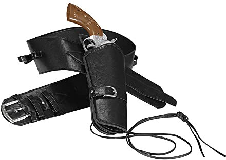 W WIDMANN MILANO Party Fashion - Pistolenhalter mit Gürtel, aus Kunstleder, Schwarz, Cowboy, Holster, Kostüm, Accessoire, Karneval