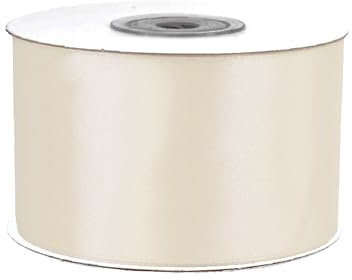 Satinband 50mm x 25m Rolle - FARBAUSWAHL in 3/6/12/18/25/38/50/75/100mm - farbecht & waschbar - Schleifenband für Hochzeit - Geschenkband zum Verpacken Dekorieren Basteln - Champagner 815