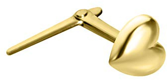Jewelco London Ladies 9ct Yellow Gold Domed Love Heart Andralok Hinged Nose Stud 4mm