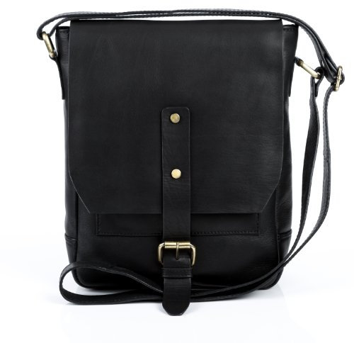 FEYNSINN kleine Umhängetasche echt Leder - ipad Zoll Laptop Messenger Bag Jackson S - Schultertasche mit Schultergurt - Ledertasche Herren und Damen schwarz handgefertigt