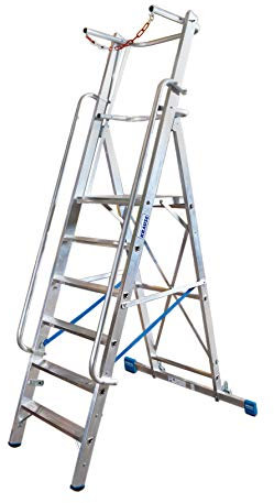 Krause Stufen Stehleiter mit Großer Standplattform, 14 Stufen