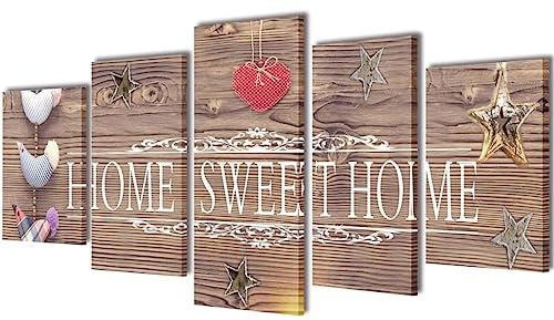 vidaXL 5tlg. Leinwand Bild Kunstdruck Wand Bilder Set Home Sweet Home 100x50cm