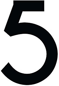 Zahl 5 in schwarz, 30 cm großer Sticker, wetterfeste Klebezahl | Selbstklebende Klebefolie für Hausnummern an Tür, Tor, Garage, Schaufenster und allen glatten Oberflächen