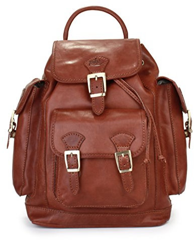 piké Rucksack ADONIA Echt Leder Herren | Made in Italy | Vintage Daypack für Wandern | Freizeit-Tasche mit Flaschenhalter | 003304