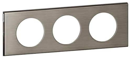LEGRAND - Plaque Céliane - Plaque de Finition pour Prises Céliane - 3 Postes - Matière Inox Brossé