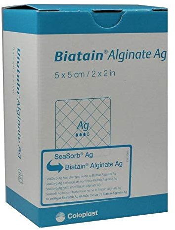 BIATAIN Alginate Ag Kompressen 5x5 cm mit Silber 30 St