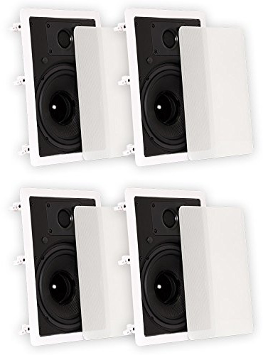 Theater Solutions TS80W in Wall 8 Speakers Surround Sound Home Theater 2 Pair Pack