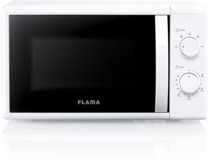 Flama Microondas Blanco 1824FL, 700W, Capacidad de 20L, 5 Programas Automáticos, Sencillo y Compacto, Control Manual, Fácil de Abrir