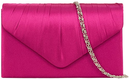 Bolso de mano de satén rosa para mujer, bolsa de hombro para baile de graduación, boda