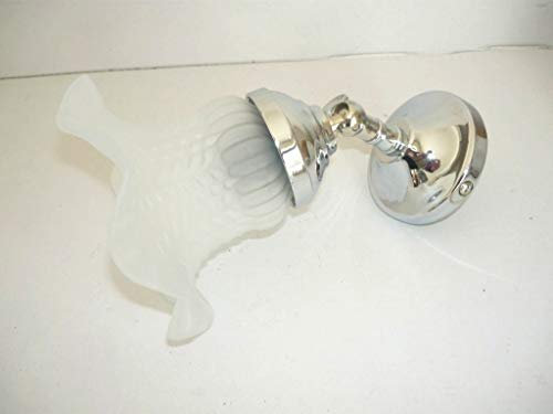 Wandleuchte aus Messing verchromt Bad Wand Schlafzimmer mit satiniertem Glas