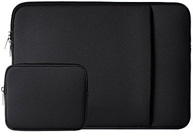 RAINYEAR 14 Zoll Laptop Hülle Tasche schützende weiche Abdeckung tragende Computertasche mit Fronttasche & Zubehörtasche, kompatibel mit 14 Zoll Notebook Chromebook Tablet Ultrabook(Schwarz)