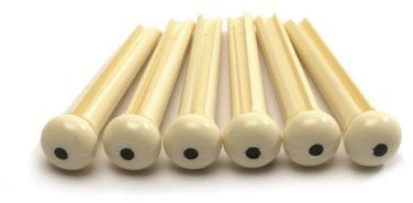 Alice Akkustik-Gitarre Bridge Pins 6 Pack pin set cremefarbenen Kunststoff mit schwarzem Punkt