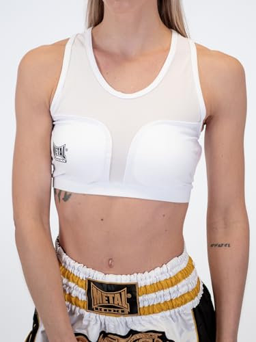 METAL BOXE Brassiere avec Coques Protège Poitrine Femme Blanc XL