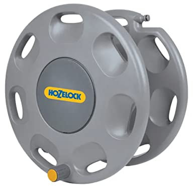 Hozelock 2390 60m Wall Mounted Hose Reel & Hose Guide & 2676 Multi Spray Gun