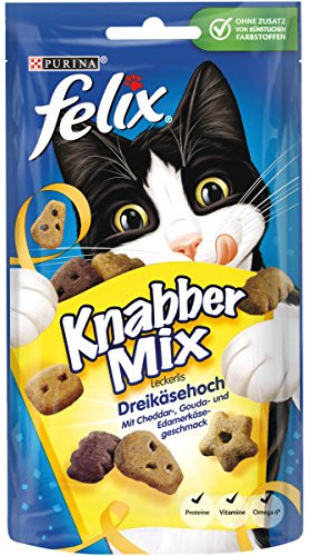 Felix Knabber Mix KatzenSnack Dreikäsehoch, 8er Pack (8 x 60 g)
