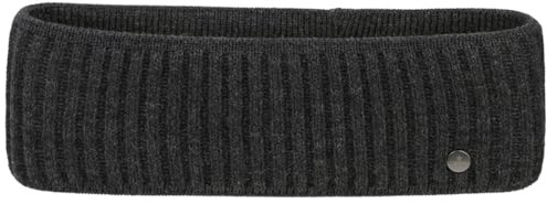 LIERYS Ferri Stirnband Damen/Herren/Kinder (8,5 cm breit) - Made in Germany - Ohrenwärmer in Rippstrick - Ohrenschützer gefüttert mit Baumwolle - 53-60 cm - Herbst/Winter anthrazit One Size