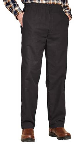 Chums Men's Fleece-Lined Elasticated Thermal Trousers Adjustable Drawcord & Comfort Waist Versatile for Work, Leisure, Indoor & Outdoor Activities Black 50W / 31L