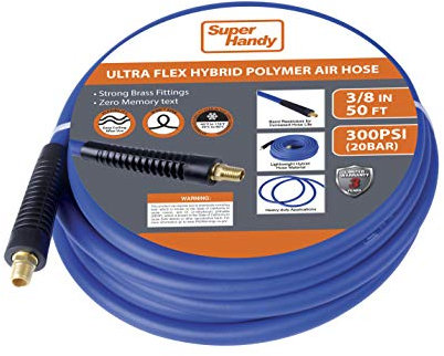 SuperHandy Air Hose Hybrid Polymer 9.2mm(3/8) x 15m(50'ft) with 3/8 BSPT Fitting