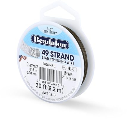 Beadalon 0.38 mm Diameter 9.2 m Reel 49 Strand Wire, Bronze