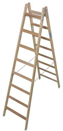 Sprossen-DoppelLeiter, (Holz), Arbeitshöhe 3,57 m,Standhöhe 2,3 m, Leiternlänge 2,35 m, Gew. 13,5kg