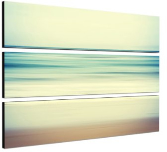 Gedankenflug 140x100 cm - Tryptichon WANDBILD tbeige creme sand türkis blau opaktuelles Design topaktuell Leinwand auf Keilrahmen Kunstdruck XXL in brillanter Farbqualität moderne Bilder Dekobilder Wanddekoration schöner wohnen