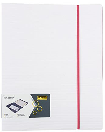 Idena 10353 - Ringbuch, Polypropylen, 2-Ringmechanik mit Gummizug, weiß/rosa