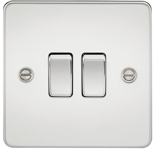 Knightsbridge FP3000PC FPAV3000PC Flat Plate 10A 2G 2 Way Switch-Polished Chrome