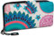 styleBREAKER Damen Geldbörse mit Buntem Blumen Blüten Mandala Muster, Ethno Style, Reißverschluss, Portemonnaie 02040040, Farbe:Weiß-Türkis-Blau