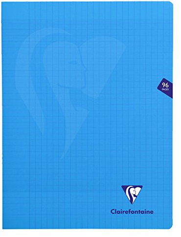 Clairefontaine 323361C Un Cahier Agrafé Mimesys Bleu - 24x32 cm - 96 Pages Grands Carreaux - Papier Blanc 90 g - Couverture Polypro