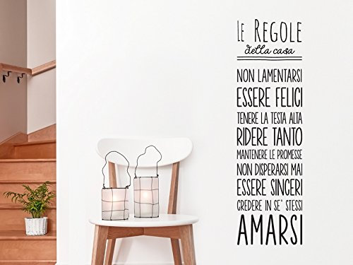 Adesivo murale con Le regole della casa 120x45 cm. adesivo murale decorativo per la casa, addobbo casa, rendere la casa unica Adesivo4You.com