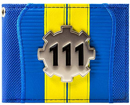 Fallout 4 Vault 111 Metal Silver Cog Blu portafoglio