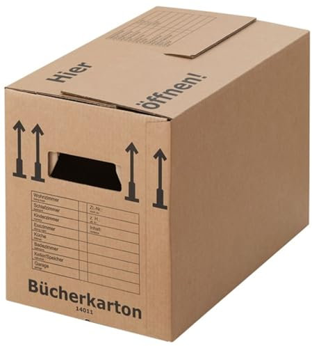 BB-Verpackungen 100x Bücherkartons PROFI 503 x 298 x 359 mm (100 Stück) 2-wellig | doppelter Boden, recycelte Pappe und dreifach Griffverstärkung