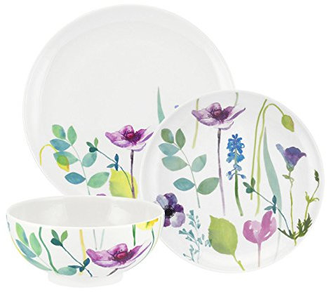 Portmeirion Home & Gifts WG78275-XP Water Garden 12pc Dinner Set, Porcelain, Multi, 12-piece