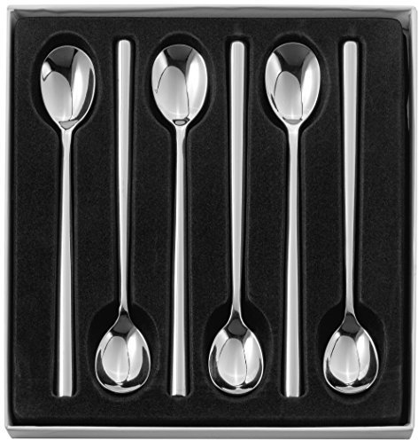 Stellar Rochester Set of 6 Stainless Steel Latte or Sundae Spoons in Gift Box, Dishwasher Safe