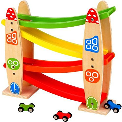 Spielmaus 41502851 Holz Kleine Rollbahn mit Autos