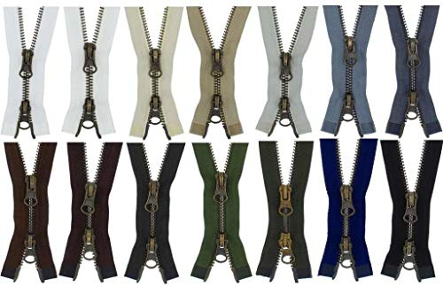 FIM, cerniera a lampo, bidirezionale, metallo, N. 5, brunito, zip a due vie, 1 - schwarz (322), 55cm