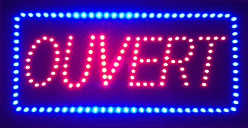 ADE LIGHT Enseigne lumineuse à LED Ouvert rouge/bleu 48x24x2.5cm