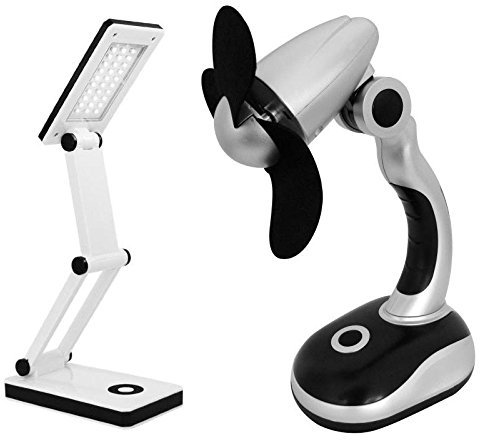 Eaxus Set LED SMD Tischlampe & Schreibtisch Handventilator Tischleuchte Ventilator