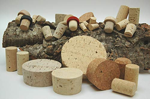 10 Fasskorken 40 x 36 mm, Höhe 27 mm Presskork. Ideal für Weinfässer, Mostfässer, Ballonflaschen, Korbflaschen oder als Verschluss für andere Glas-Gefäße. Hobby Winzer, Bastel Bedarf, kreative Ideen