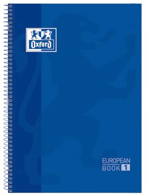 Oxford A4 European Book 1, liniert, 160 Seiten mit farbigen Rändern, mit Whiteboard, Hardcover, blau