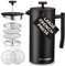 Cafetiere French Press Coffee Maker - Large Cafetiere 12 Cup - 50oz Coffee Press, French Press Stainless Steel - Insulated French Coffee Press, Metal French Press Large - 1478ml (Matte Black)