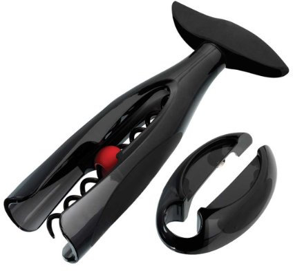 Screwpull 59062021007461 GS-200 - Juego de sacacorchos y cortacápsulas para Botellas de Vino, Color Negro